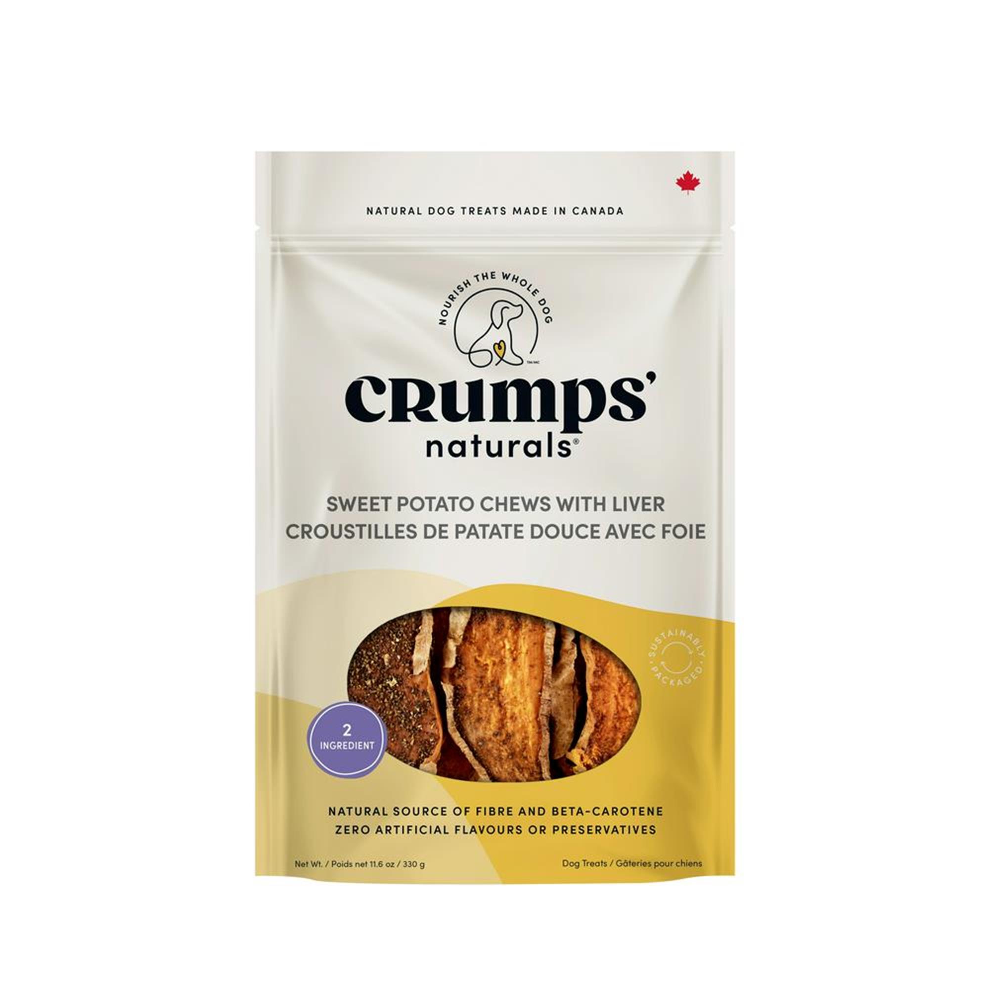 Crumps' Naturals Dog Treats - Sweet Potato & Liver Chews - 330 g