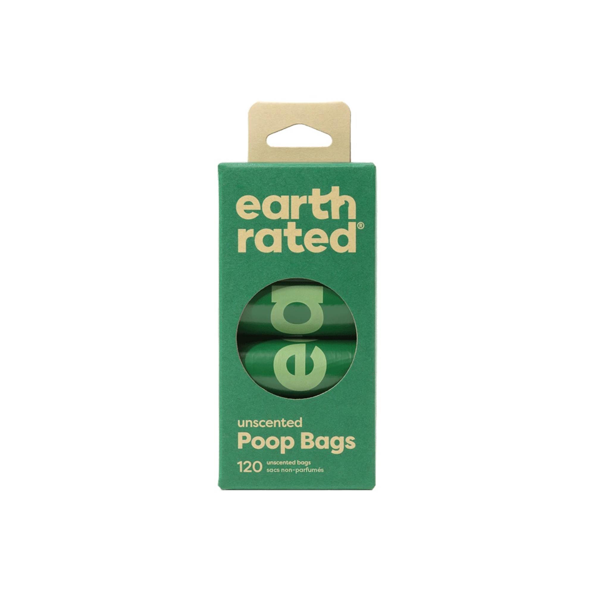 Earth Rated Pet Waste Bags - Unscented - 8 Refill Rolls with 15 Bags Each