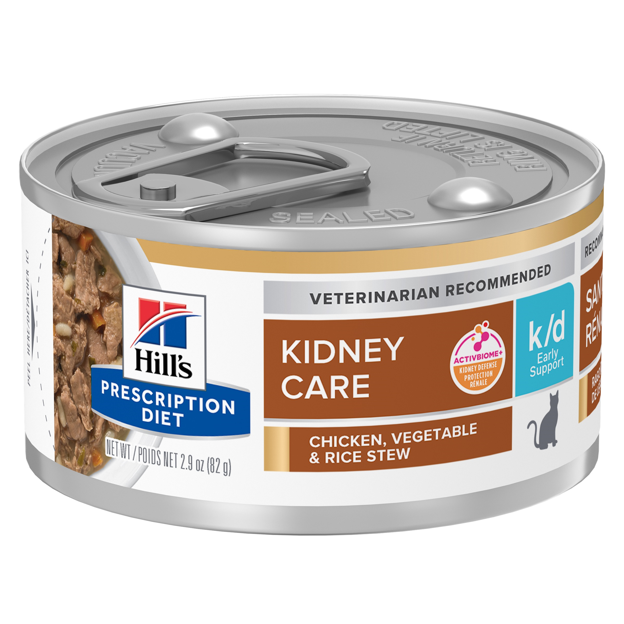 Hill's Prescription Diet k/d Early Support Kidney Care Chicken, Vegetable & Rice Stew Canned Cat Food (Wet), 82 g, 24-pack