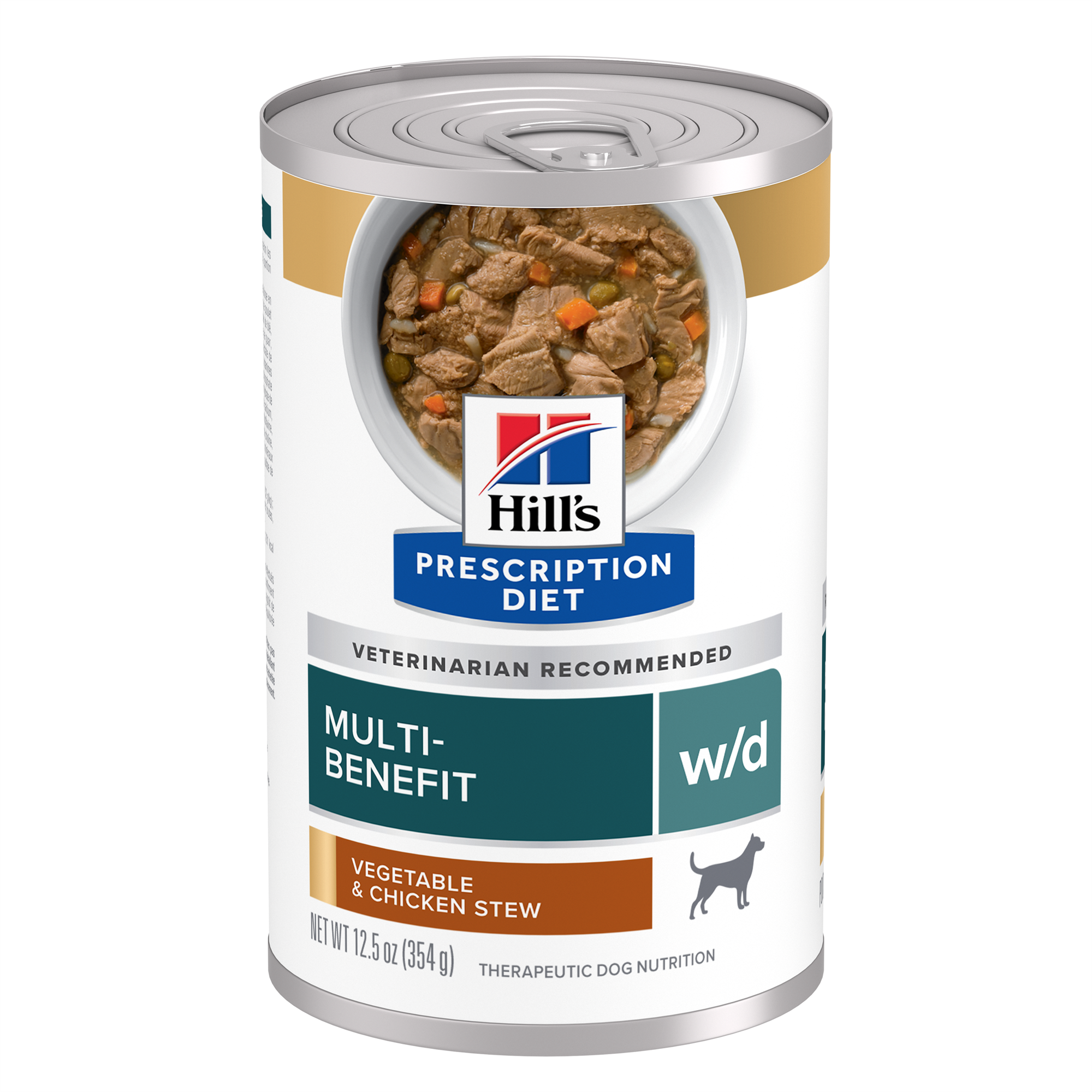 Hill's Prescription Diet w/d Multi-Benefit Digestive/Weight/Glucose/Urinary Management Vegetable & Chicken Stew Canned Dog Food (Wet), 355 g, 12-pack