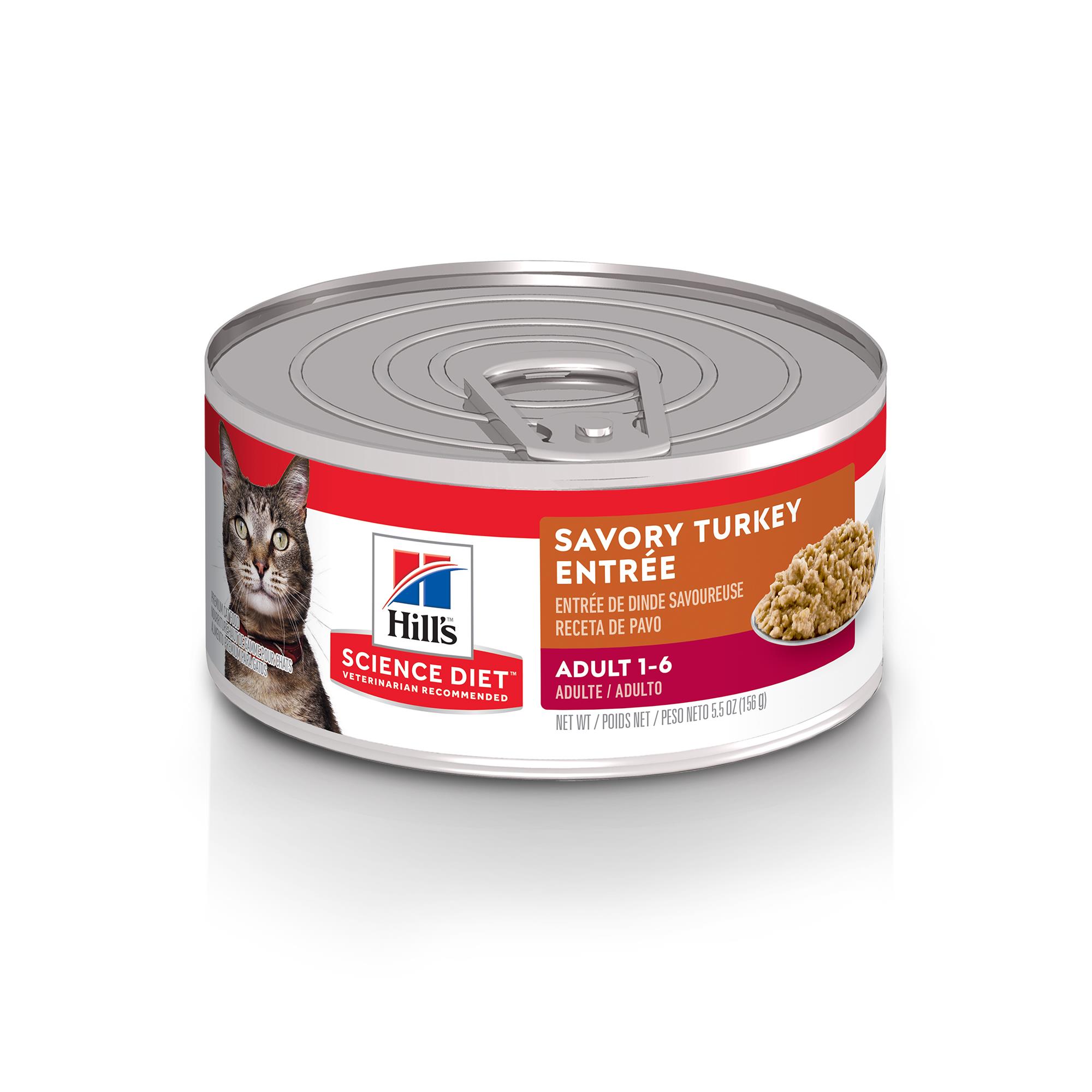 Hill's Science Diet Adult Canned Cat Food, Savory Turkey Entrée (Wet), 156 g, 24-pack
