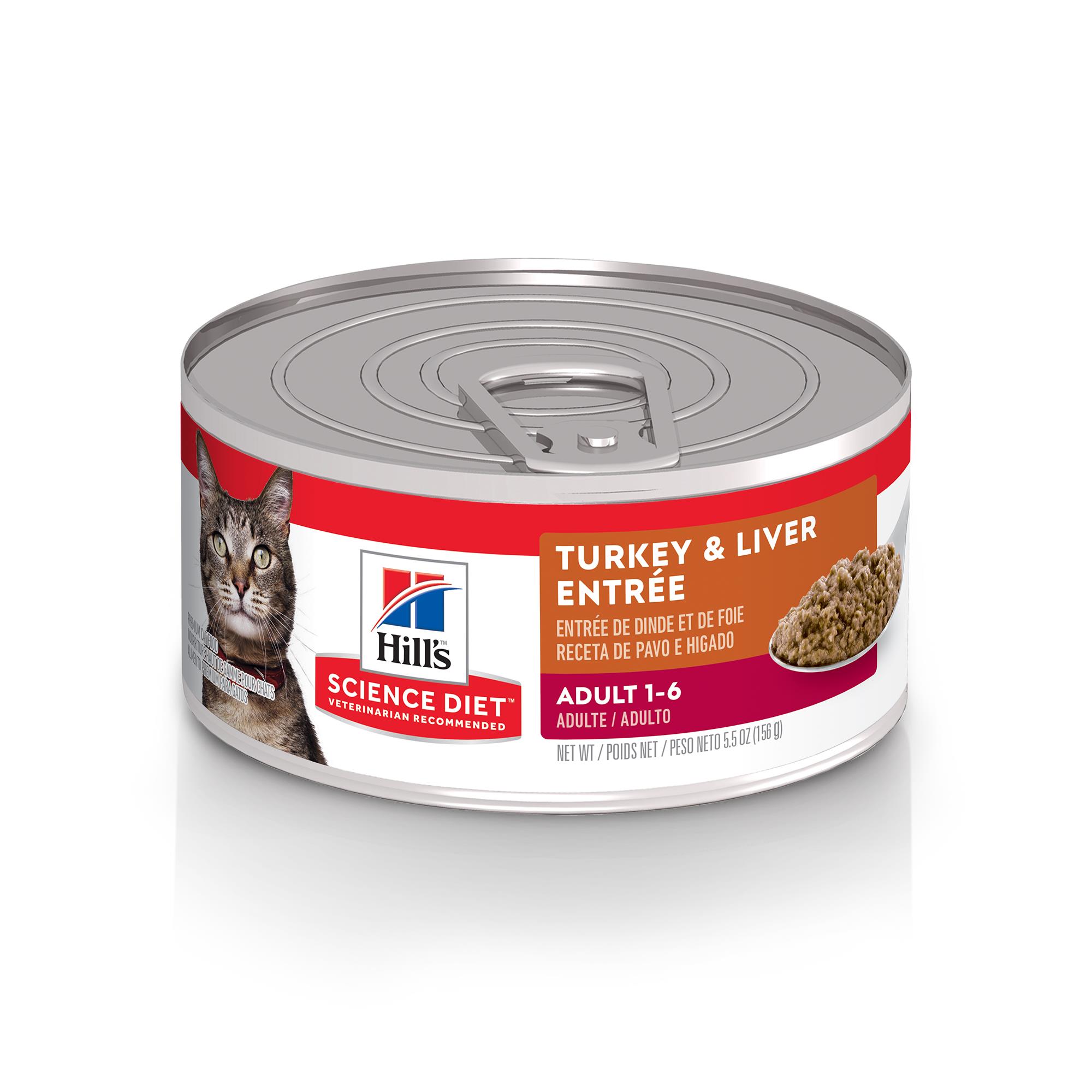 Hill's Science Diet Adult Canned Cat Food, Turkey & Liver Entrée (Wet), 156 g, 24-pack