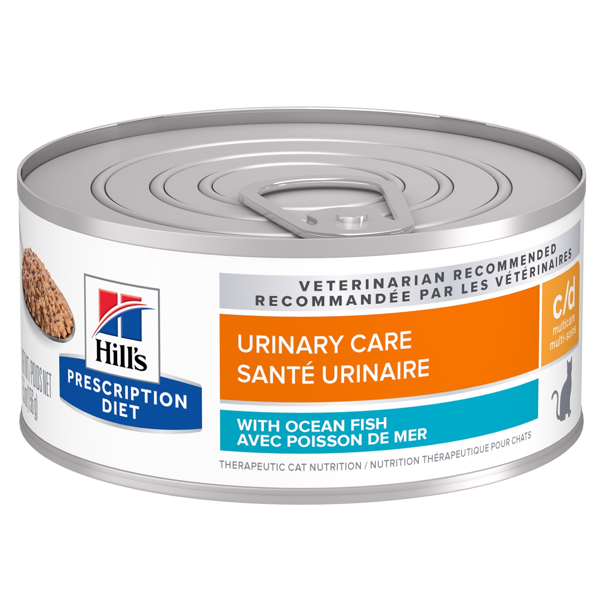 Hill's Prescription Diet c/d Multicare Urinary Care with Ocean Fish Canned Cat Food (Wet), 156 g, 24-pack