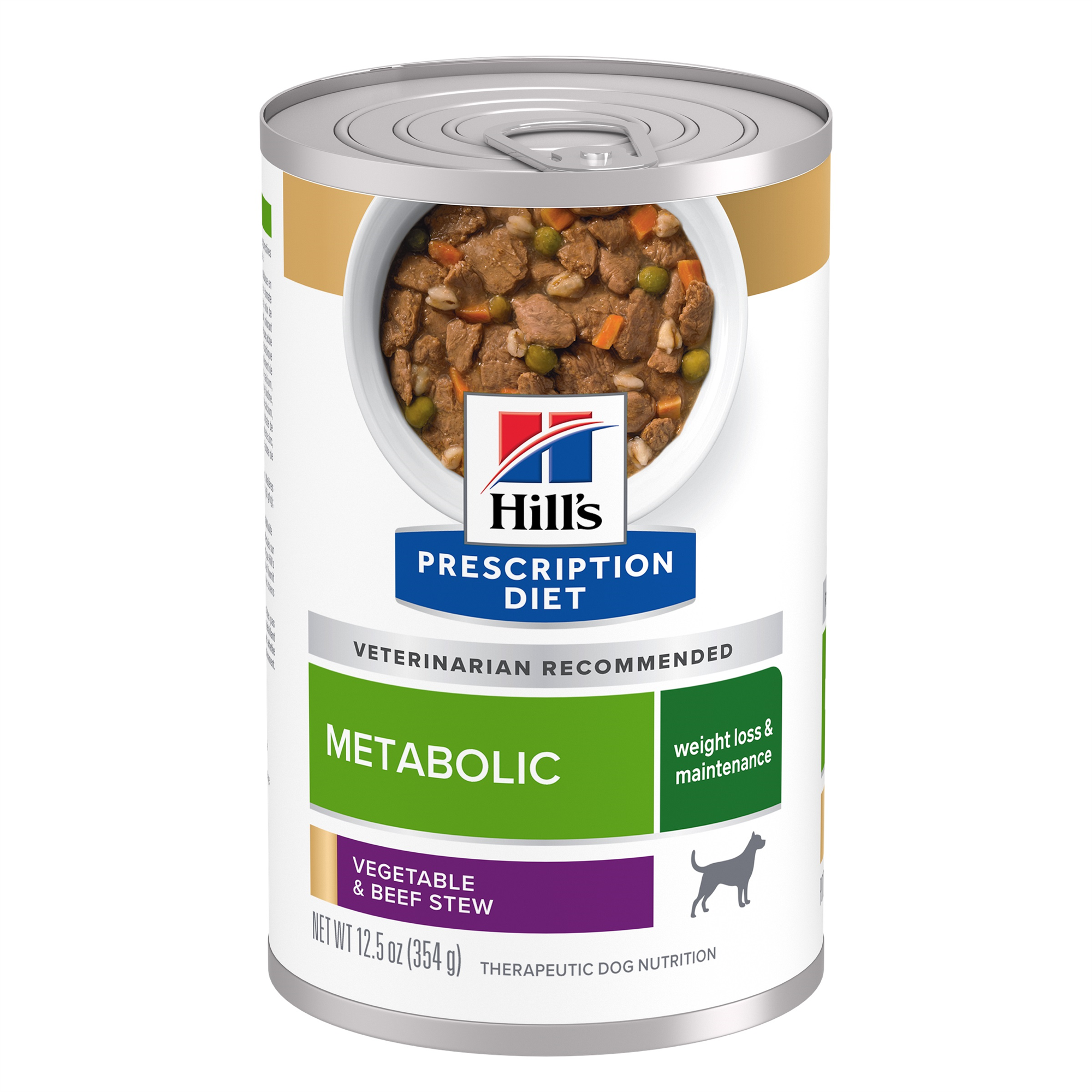Hill's Prescription Diet Metabolic Weight Management Vegetable & Beef Stew Canned Dog Food (Wet), 354 g, 12-pack