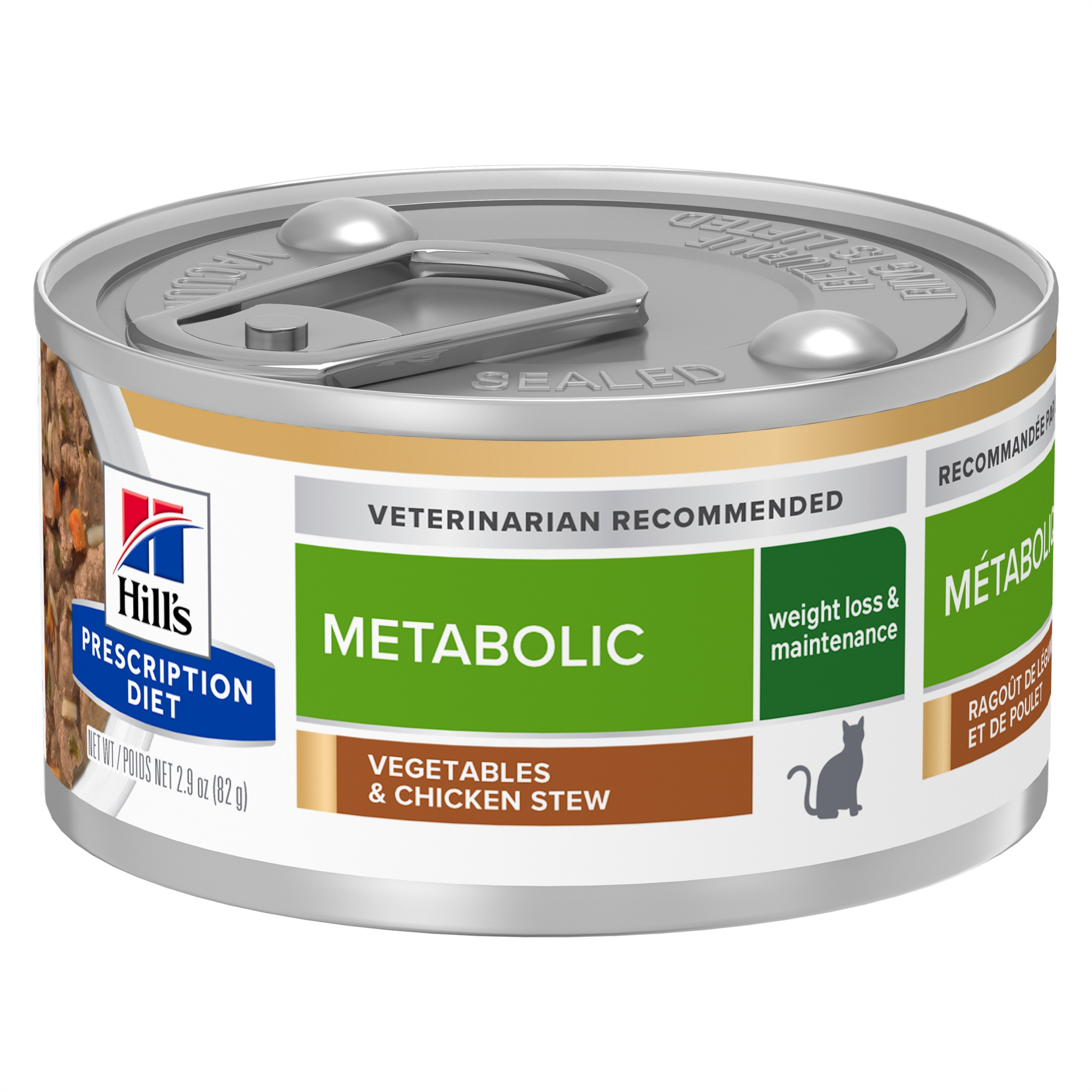 Hill's Prescription Diet Metabolic Weight Management Vegetable & Chicken Stew Canned Cat Food (Wet), 82 g, 24-pack