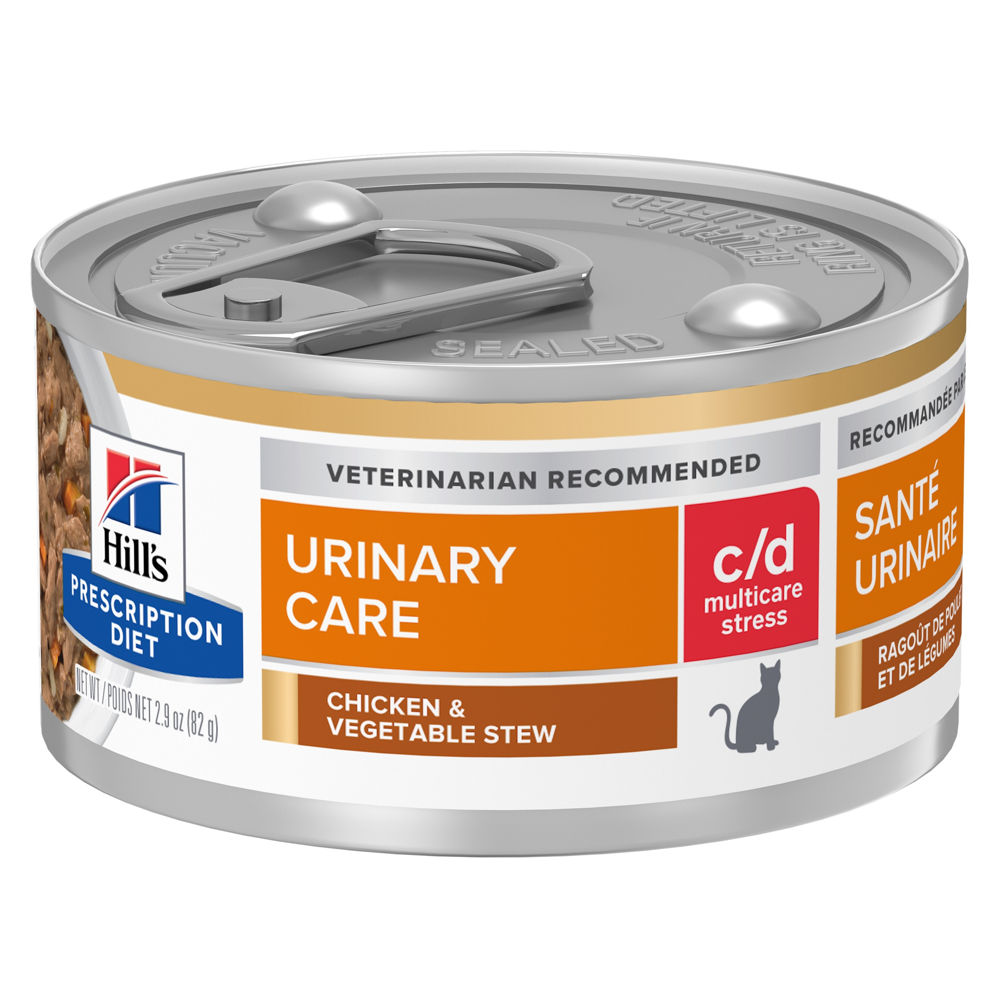 Hill's Prescription Diet c/d Multicare Stress Urinary Care Chicken & Vegetable Stew Canned Cat Food (Wet), 82 g, 24-pack