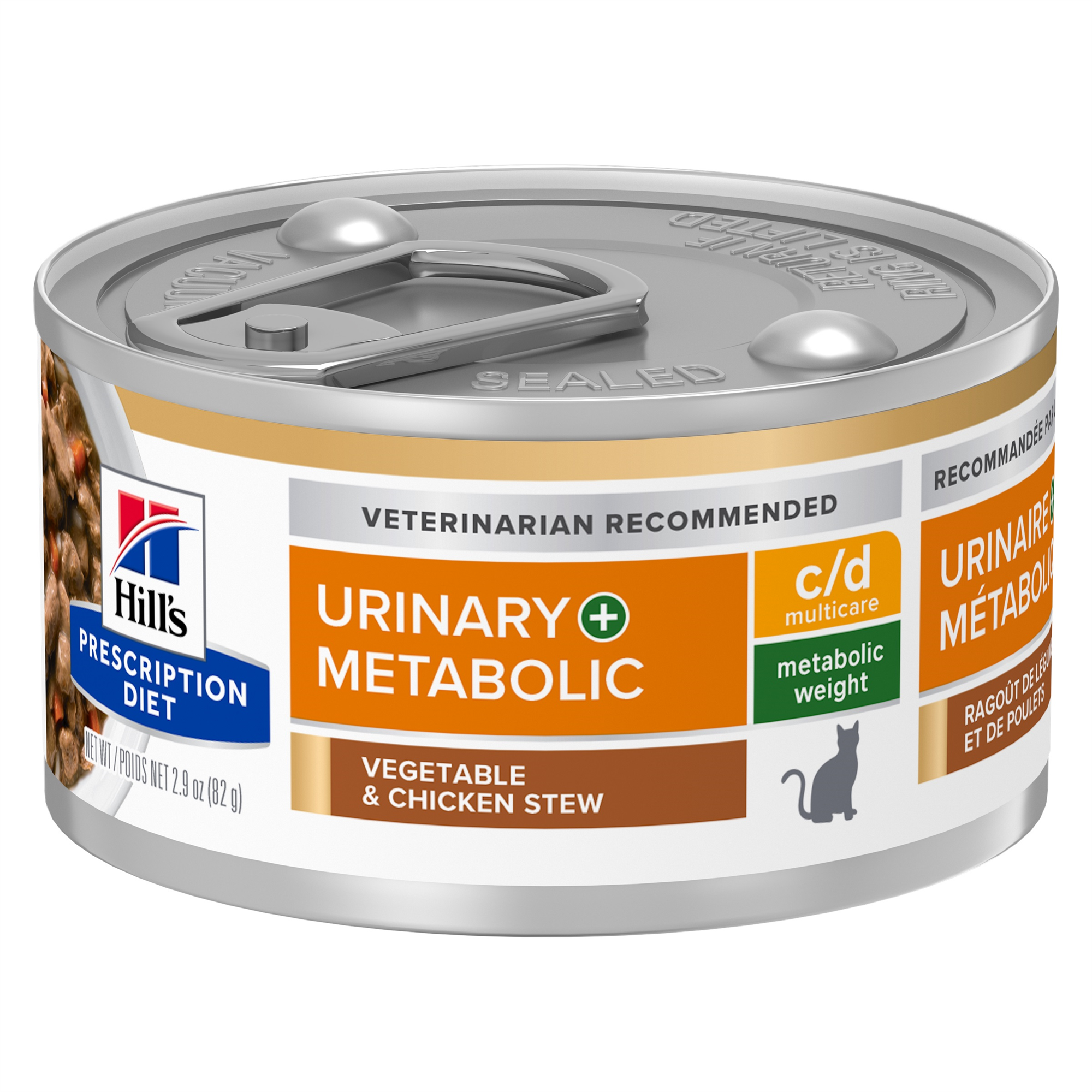 Hill's Prescription Diet c/d + Metabolic, Urinary + Weight Care Vegetable and Chicken Wet Cat Food (Wet), 82 g, 24-pack