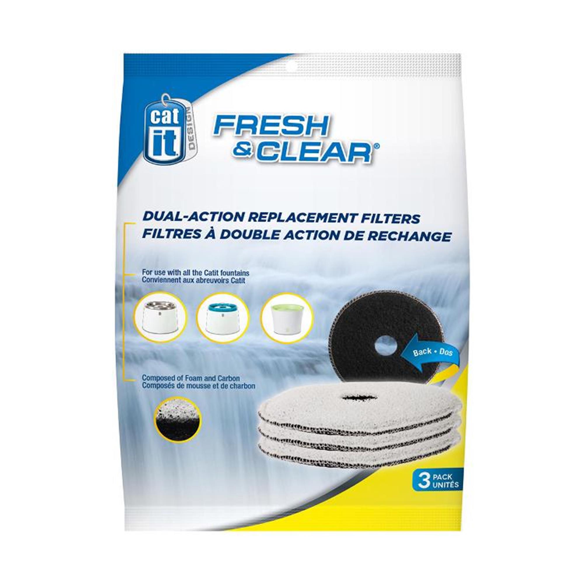 Catit Design Fresh & Clear Drinking Fountain Foam/Carbon Replacement Filters - pkg/3