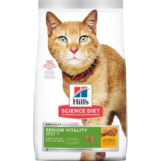 Hill's Science Diet Adult 7+ Senior Vitality Dry Cat Food, Chicken & Rice Recipe (Dry), 1.36 kg bag
