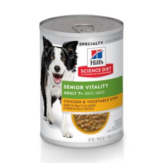 Hill's Science Diet Adult 7+ Senior Vitality Canned Dog Food, Chicken & Vegetables Stew (Wet), 355 g, pack of 12