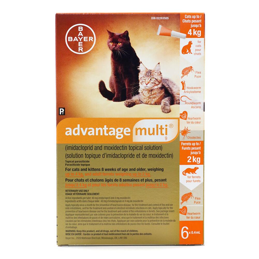 Advantage Multi 9 for Cats - 5.1-9 lbs (Up To 4 kg) - 6x0.4 mL