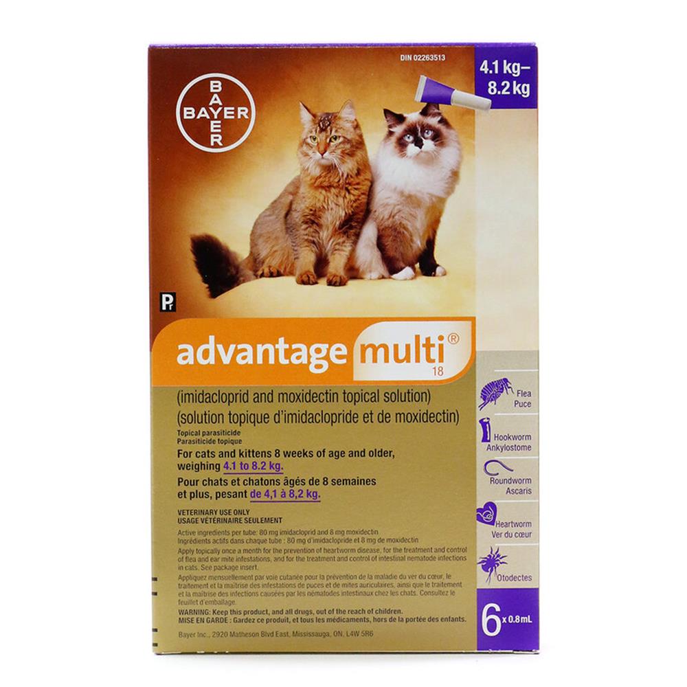 Advantage Multi 18 for Cats - 9.1-18 lbs (4.1-8.2 kg) - 6x0.8 mL