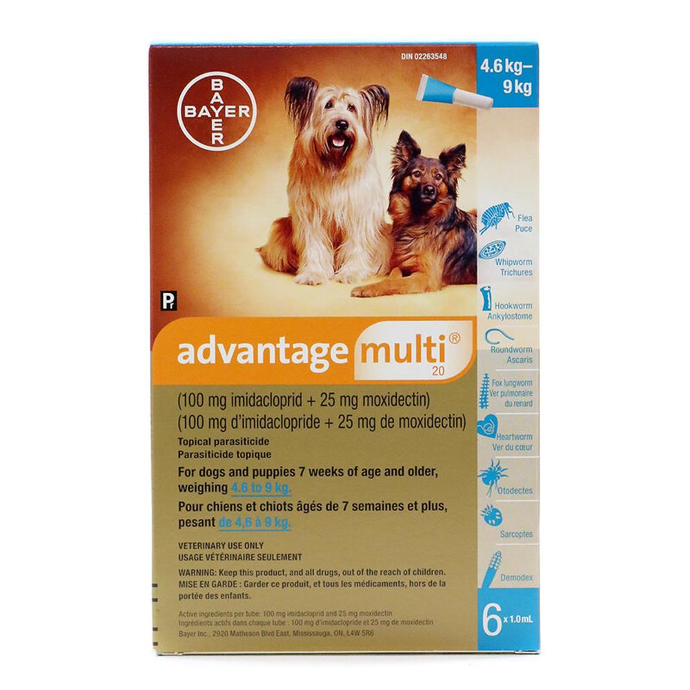 Advantage Multi 20 for Dogs - 9.1-20 lbs (4.6-9 kg) - 6x1.0 mL
