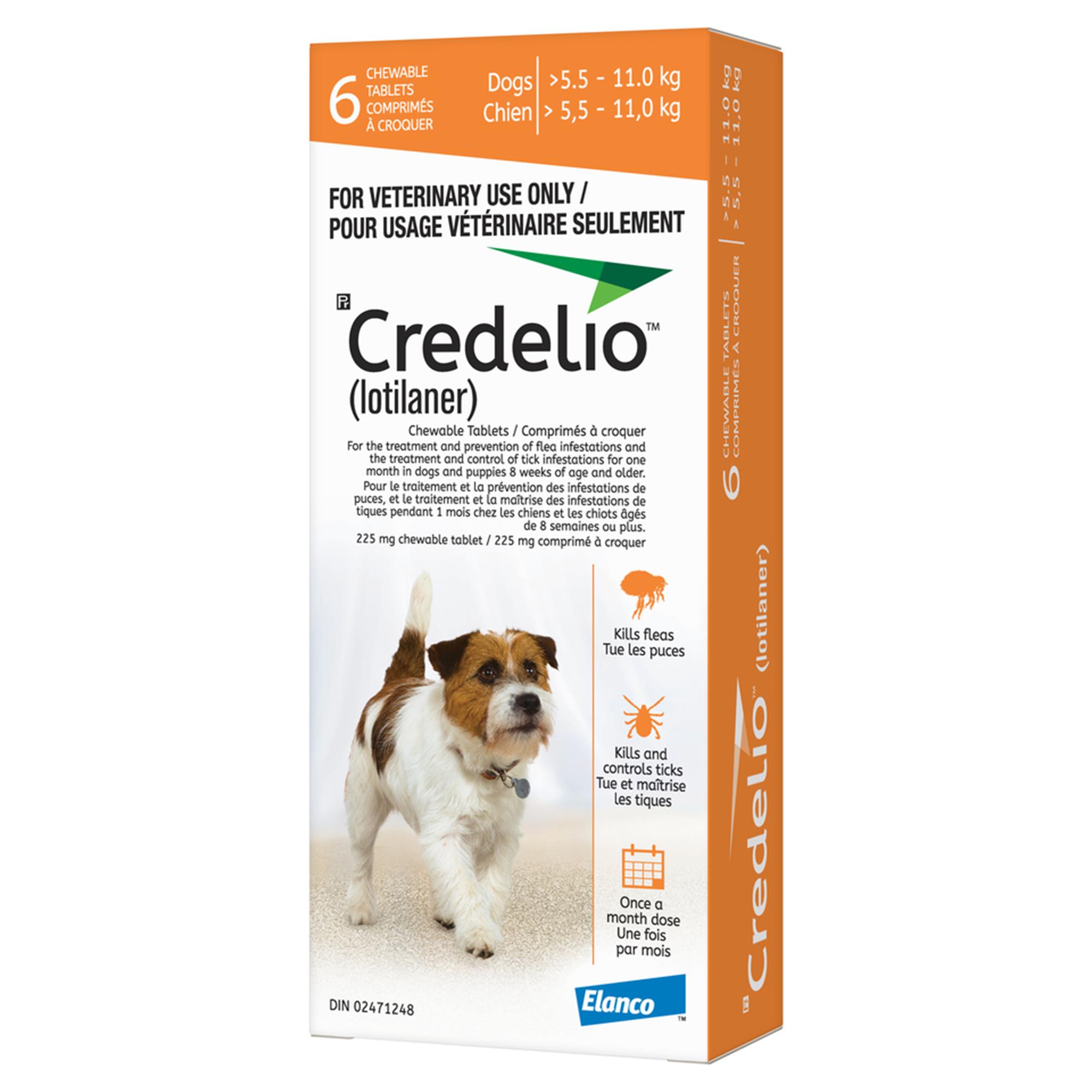 Credelio Chewable Tablets for Dogs - 225 mg (5.5 - 11 kg) - Orange - 6 Chews