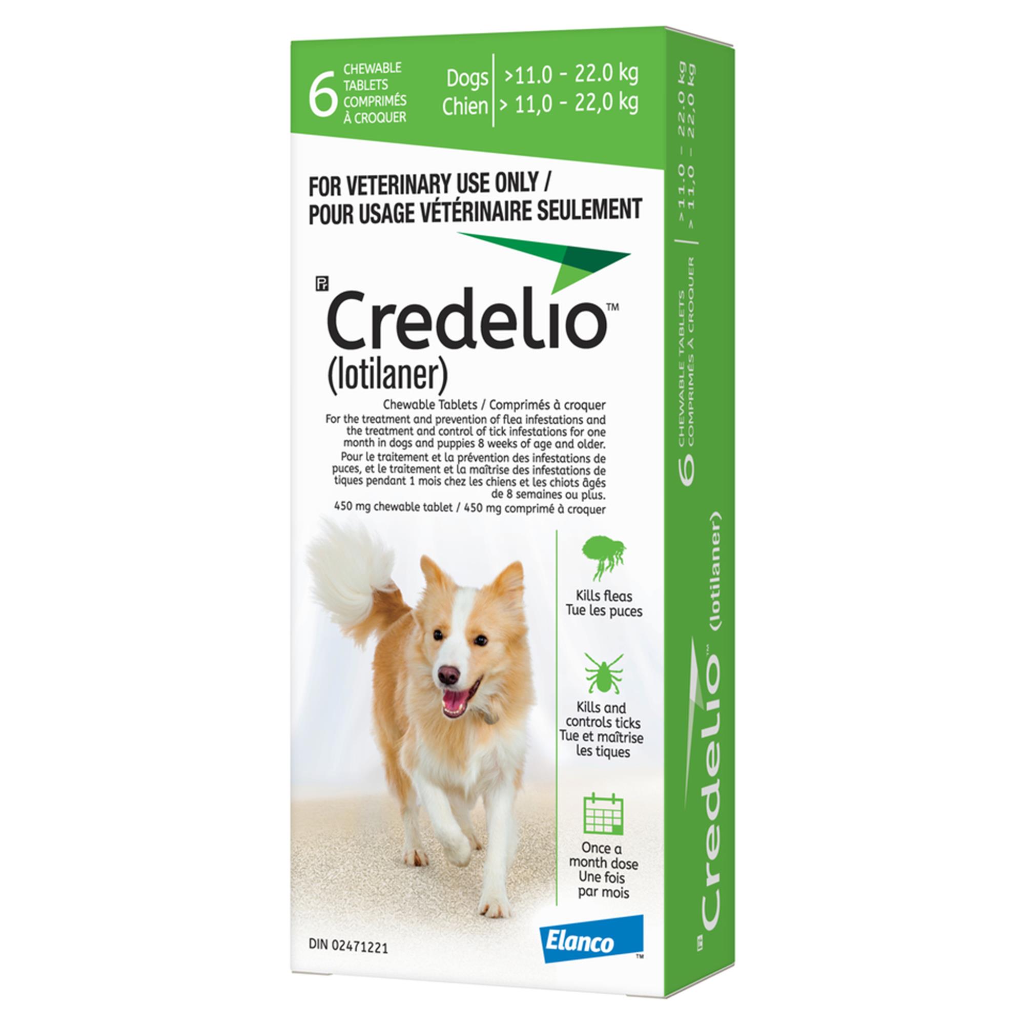 Credelio Chewable Tablets for Dogs - 450 mg (11 - 22 kg) - Green - 6 Chews