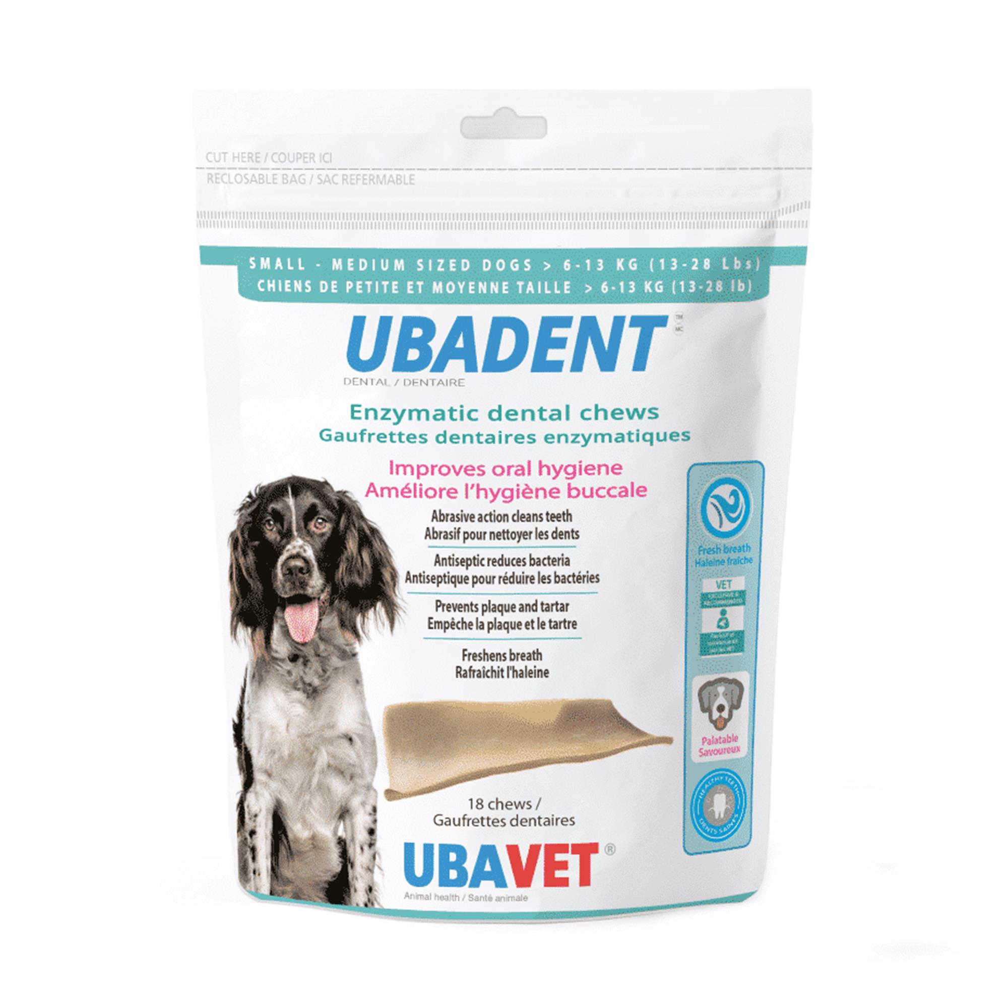 Ubadent Enzymatic Dental Chews for Small – Medium Sized Dogs 6 – 13 kg (13 – 28 lbs) - 18 Chews