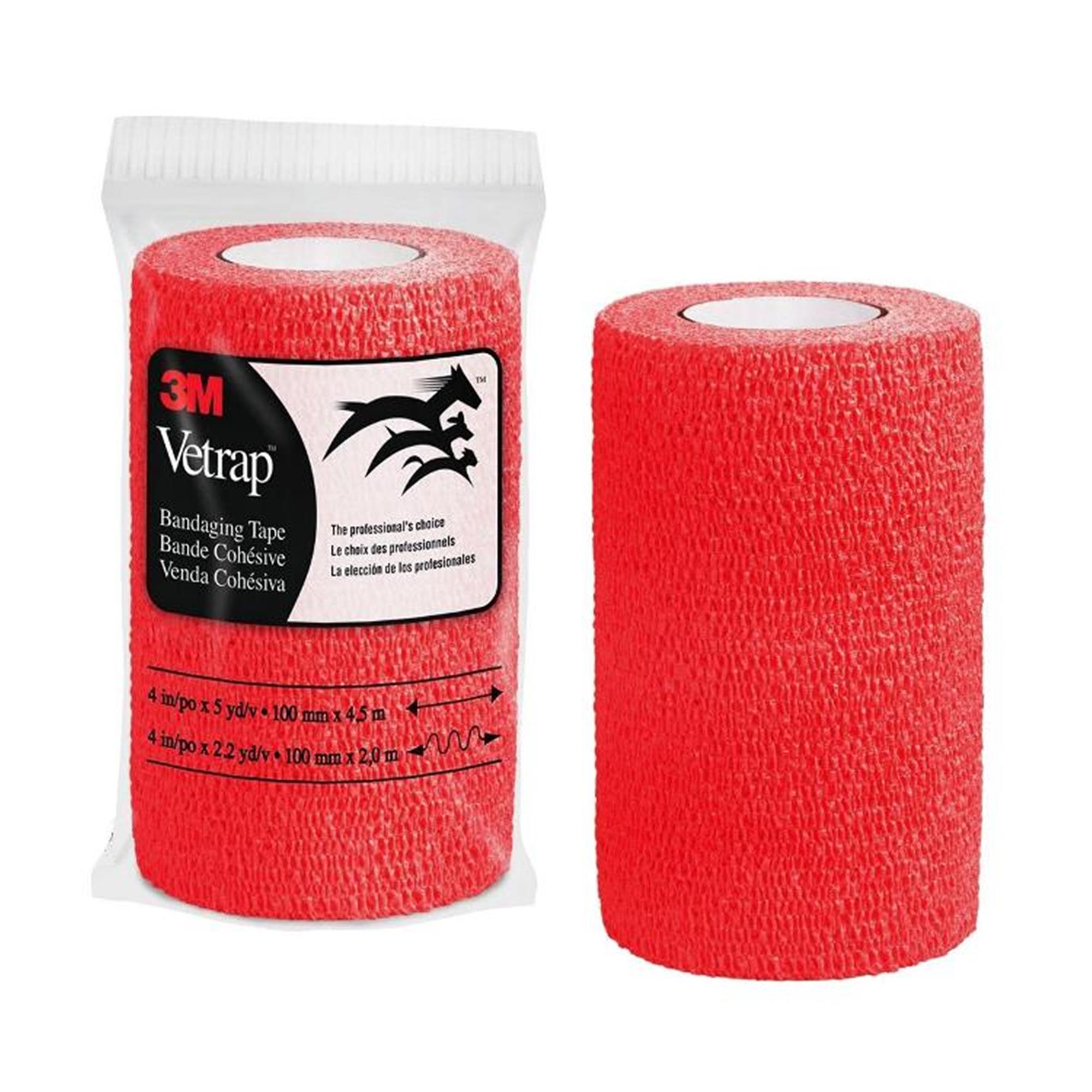 Vetrap Elastic Bandage Tape - Red - 4 inch