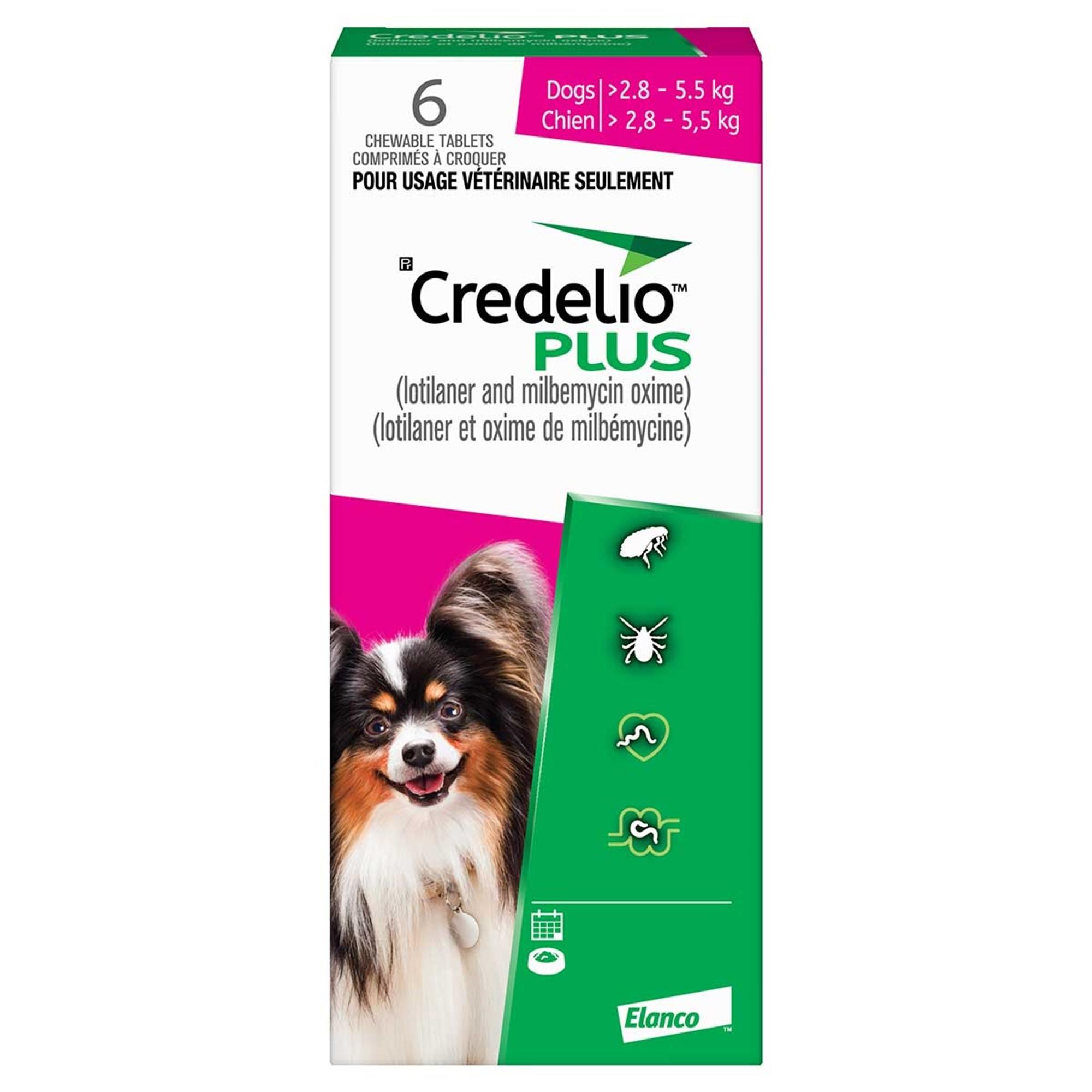 Credelio Plus Chewable Tablets for Dogs - 112.5/4.22 mg (2.8 - 5.5 kg) - Pink - 6 Chewable Tablets