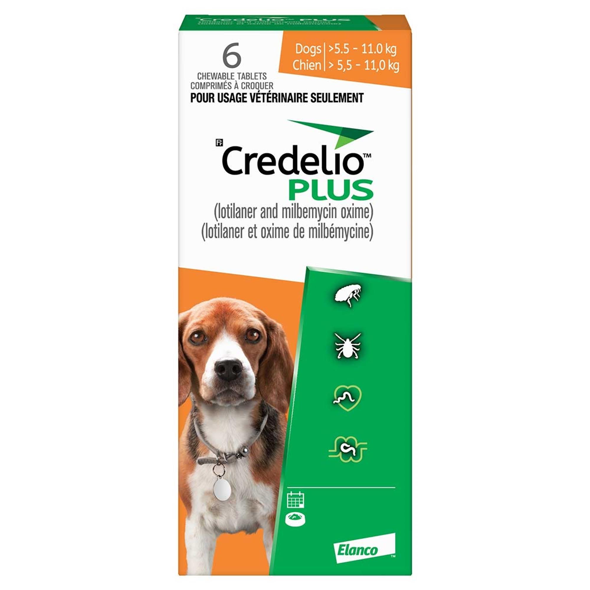 Credelio Plus Chewable Tablets for Dogs - 225/8.44 mg (5.6 - 11 kg) - Orange - 6 Chewable Tablets