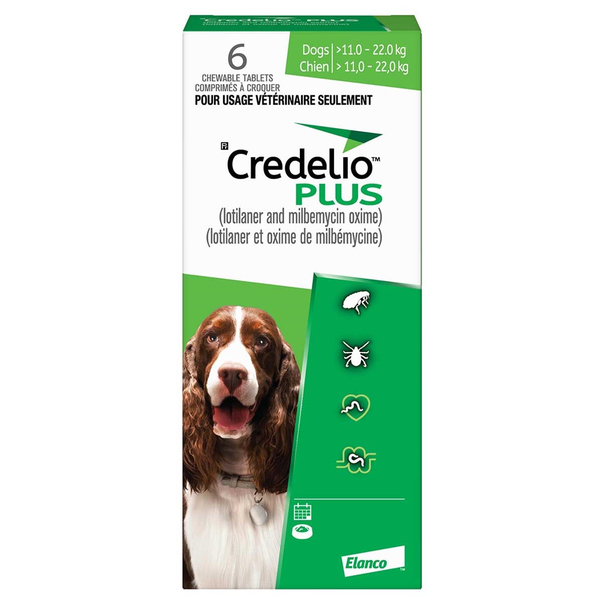 Credelio Plus Chewable Tablets for Dogs - 450/16.88 mg (11 - 22 kg) - Green - 6 Chewable Tablets