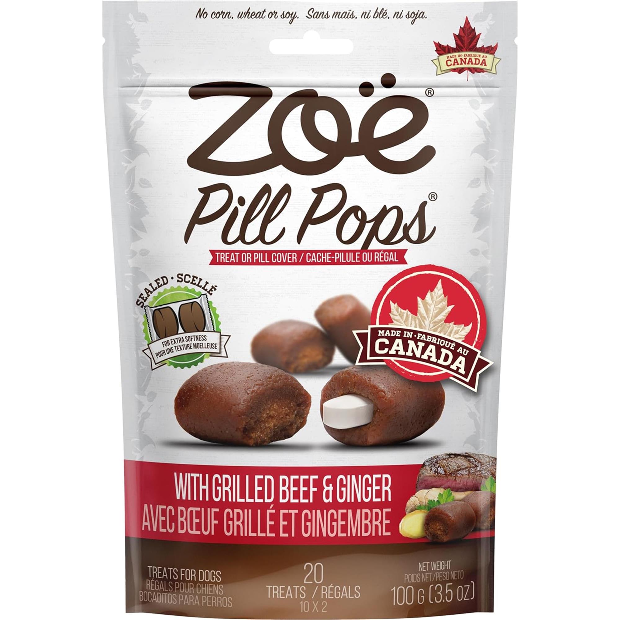 Zoe Pill Pops Pill Covers for Dogs - Grilled Beef & Ginger - 100 g