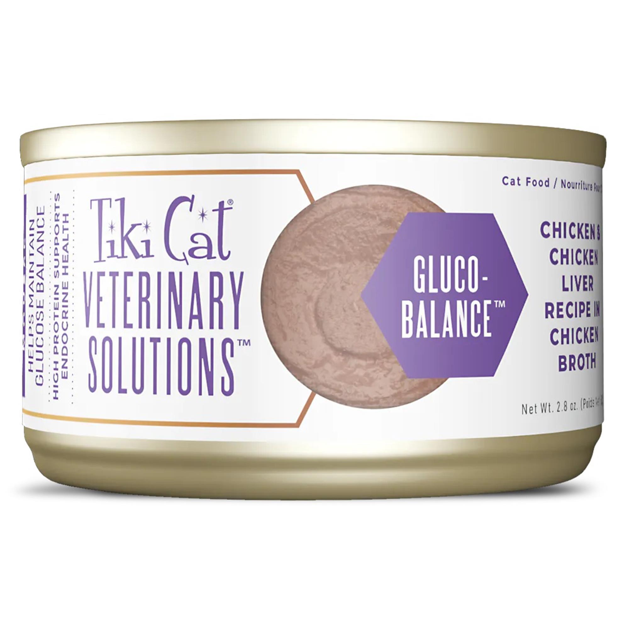 Tiki Cat Veterinary Solutions Gluco-Balance Canned Cat Food - Chicken & Chicken Liver Mousse - 18 x 79 g