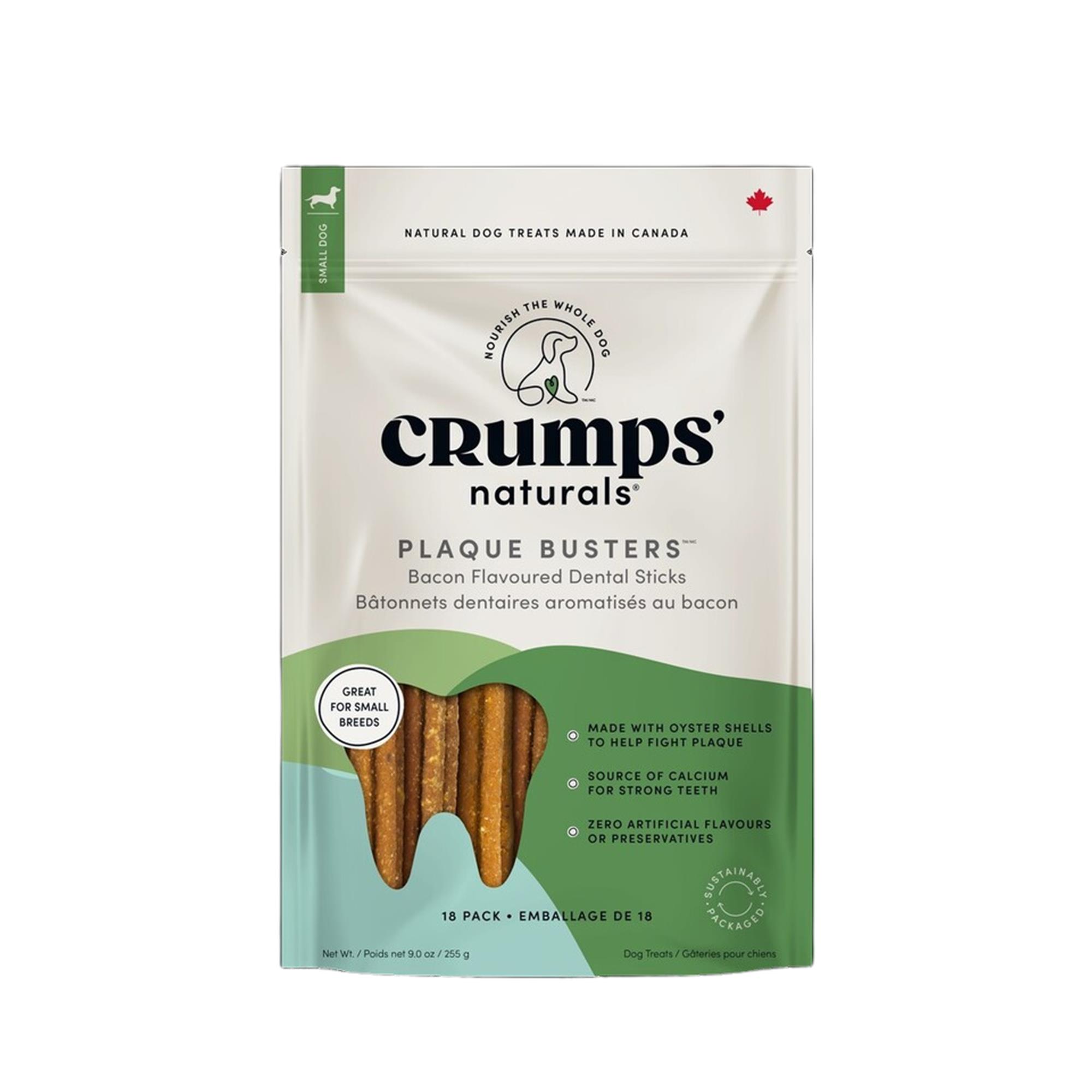 Crumps' Naturals Plaque Busters Dental Sticks - Bacon Flavoured - 3.5 inch - 18 Pack