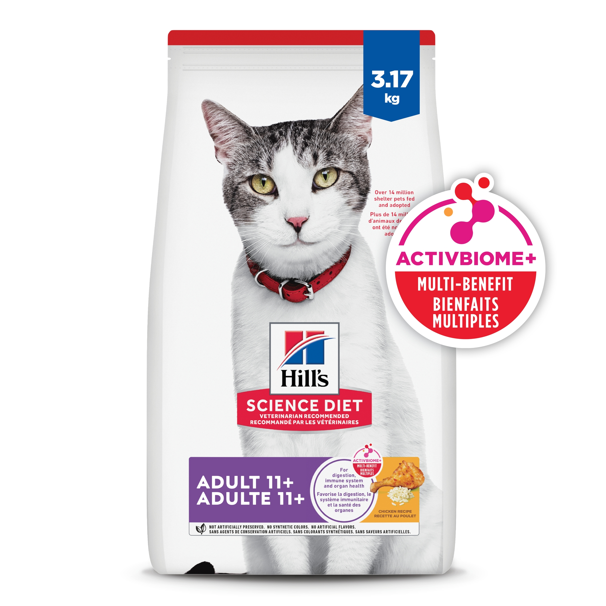 Hill's Science Diet® Adult 11+ Dry Cat Food, Chicken Recipe (Dry), 3.15 kg bag
