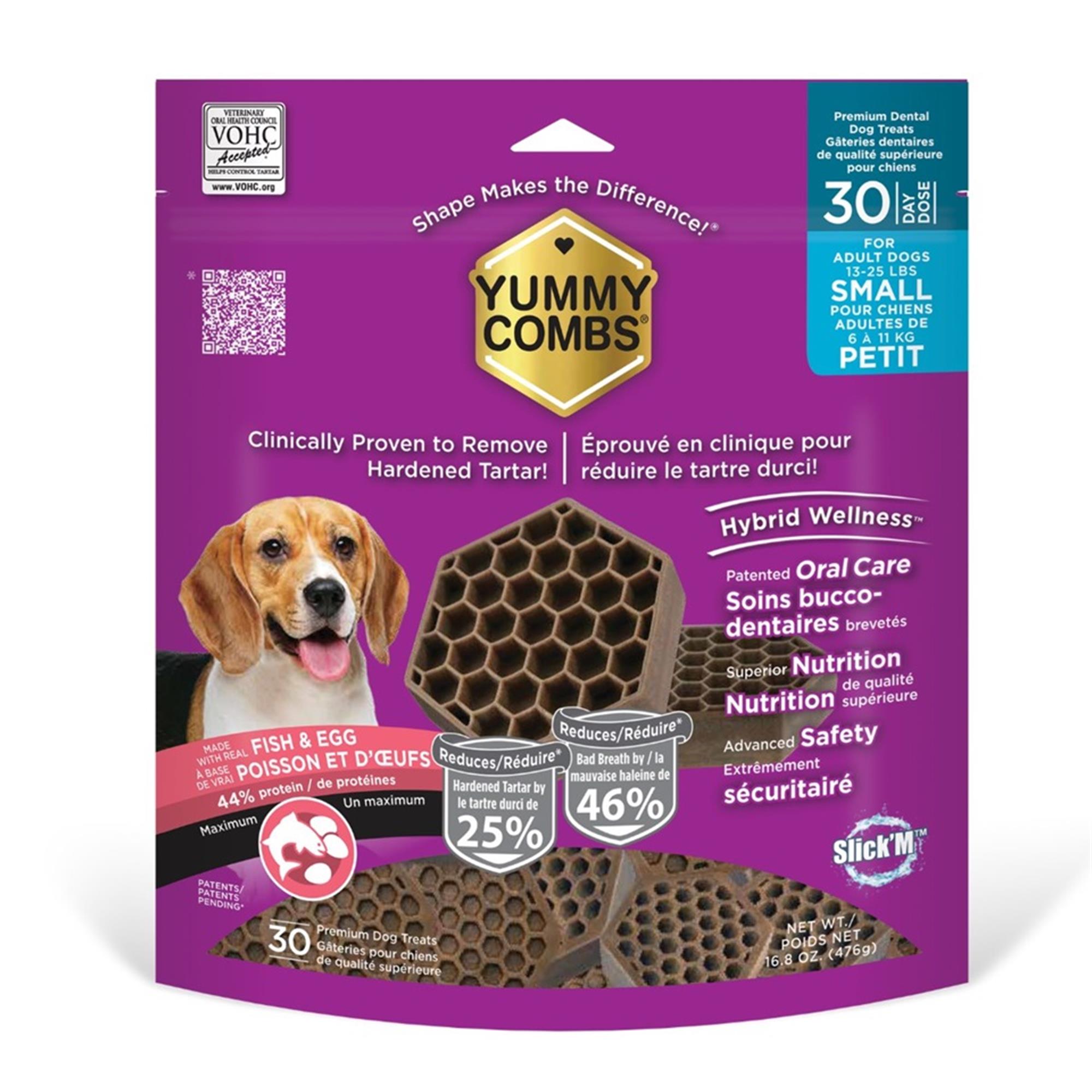 Yummy Combs Flossing Dog Treats - Fish & Egg - Small - 30 Pack