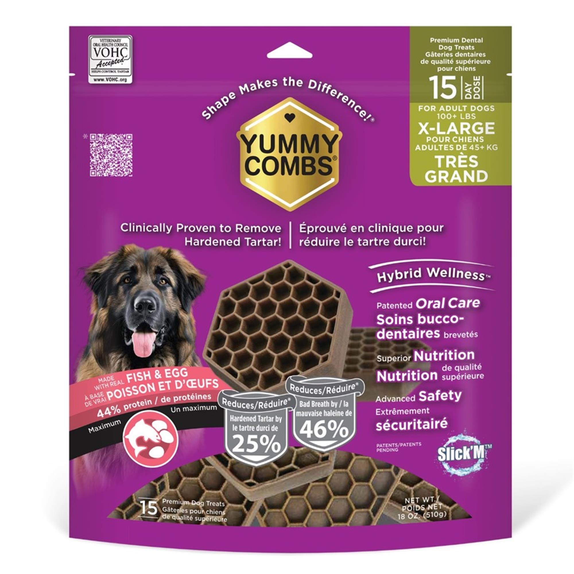 Yummy Combs Flossing Dog Treats - Fish & Egg - Extra Large - 15 Pack