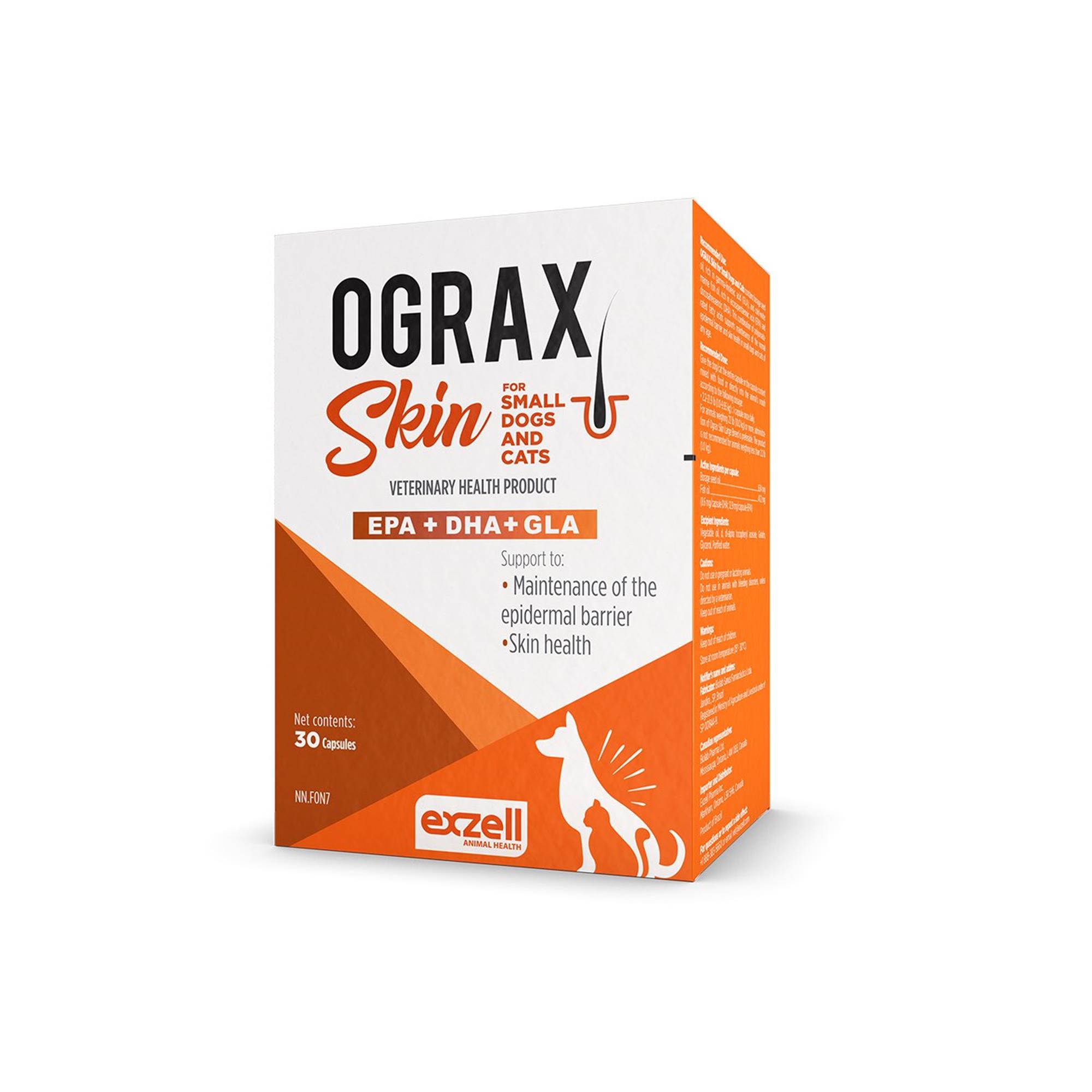 Ograx Skin Supplement for Dogs - Small Dogs and Cats - 30 Capsules