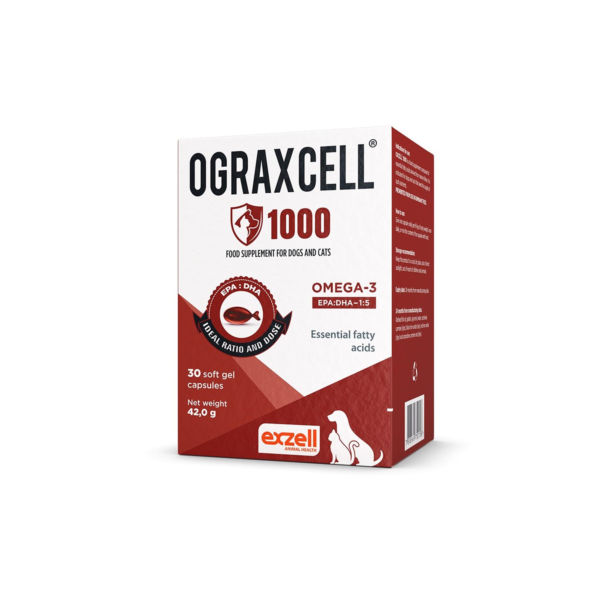 Ograxcell 1000 Omega-3 Supplement for Dogs and Cats - 30 Capsules