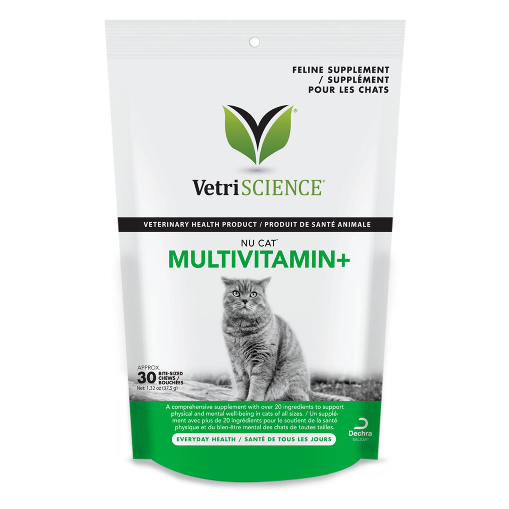 VetriScience Nu Cat Multivitamin+ for Cats - 30 Bite-Sized Chews