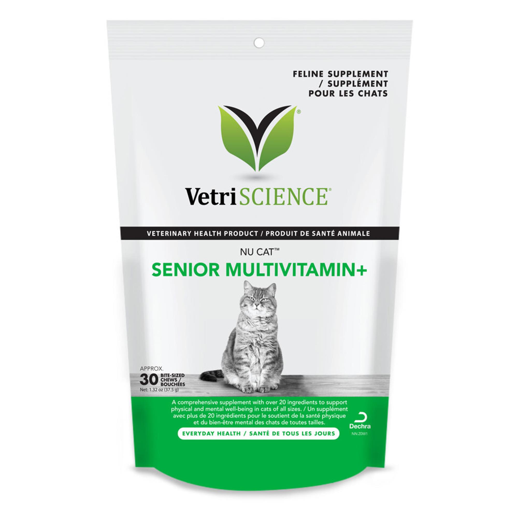 VetriScience Nu Cat Senior Multivitamin+ for Cats - 30 Bite-Sized Chews