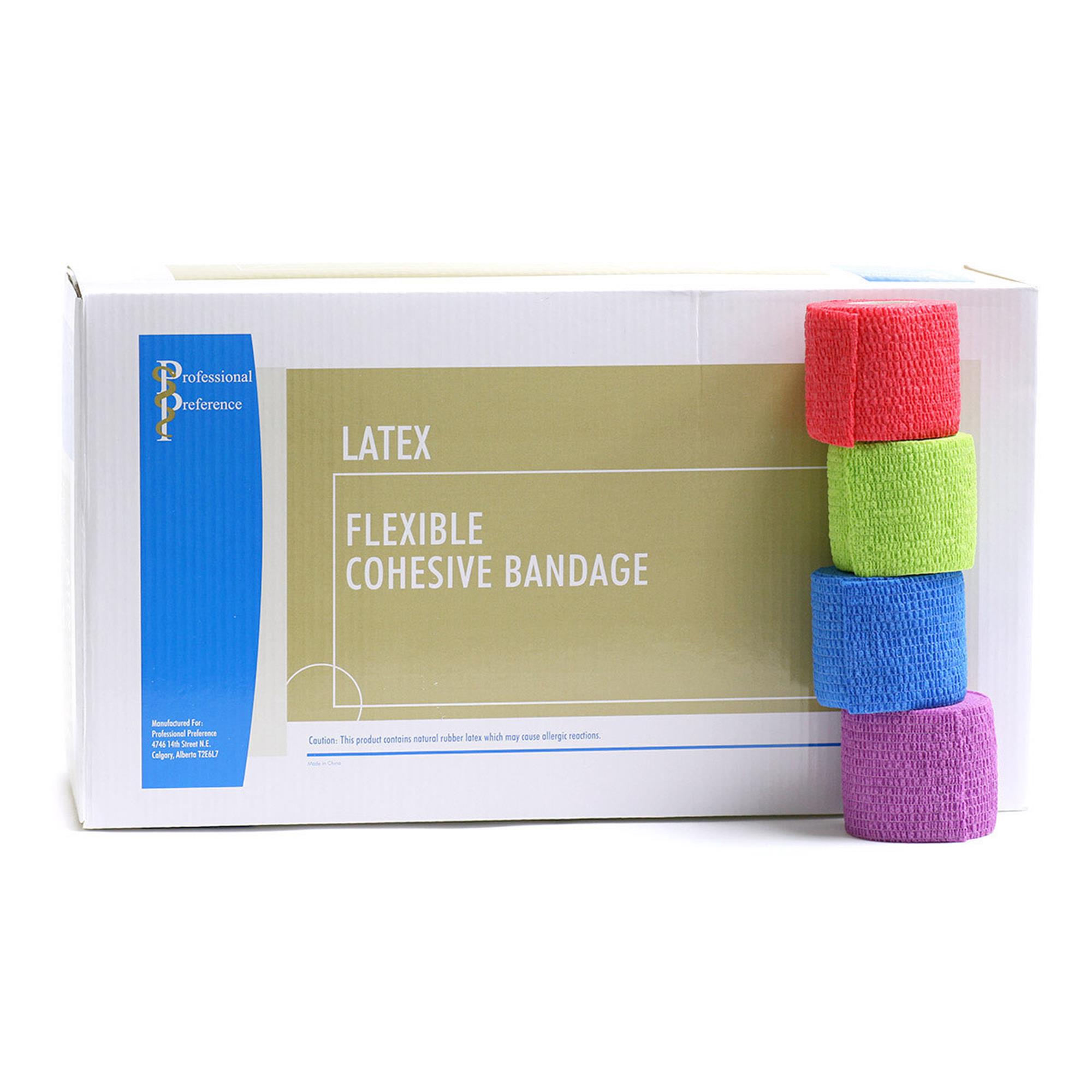 Professional Preference Latex Flexible Cohesive Bandage - 2 inch - Assorted Colours - 36 Pack