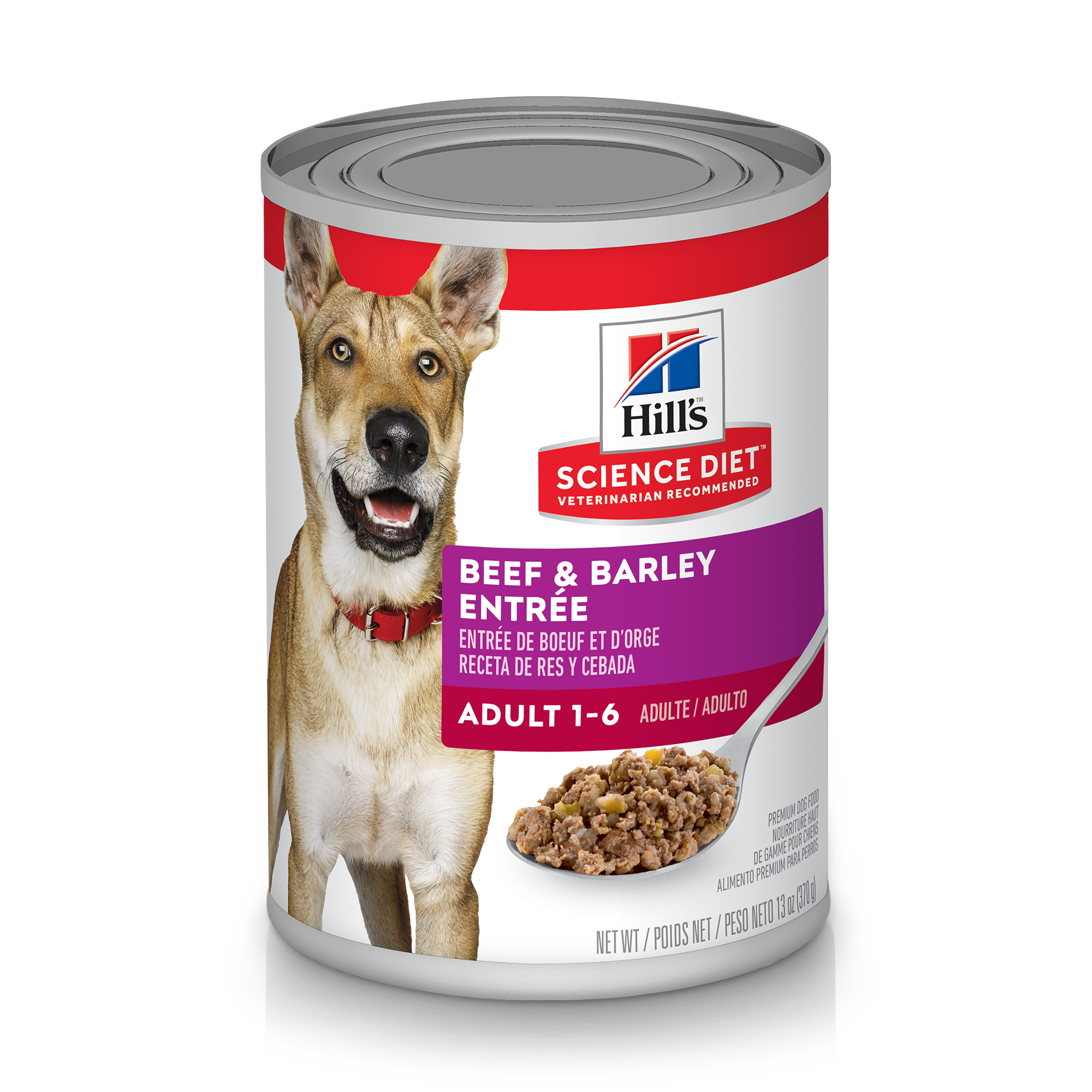 Hill's Science Diet Adult Canned Dog Food, Beef & Barley Entrée (Wet), 369 g, 12-pack