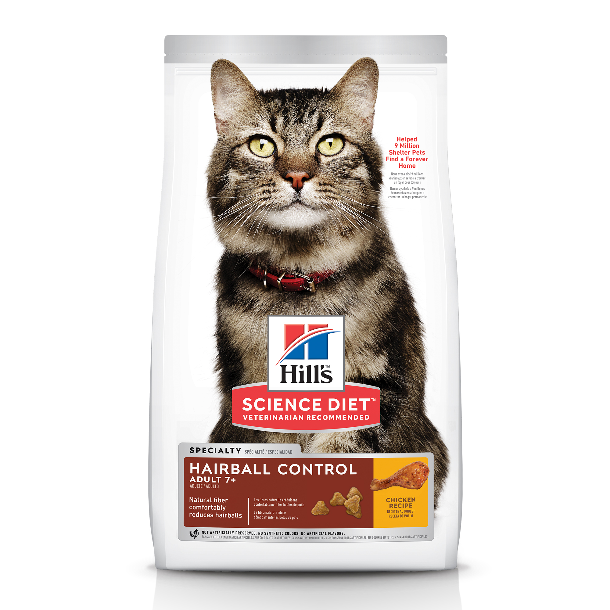 Hill's Science Diet Adult 7+ Hairball Control Dry Cat Food, Chicken Recipe (Dry) - 1.6 kg bag