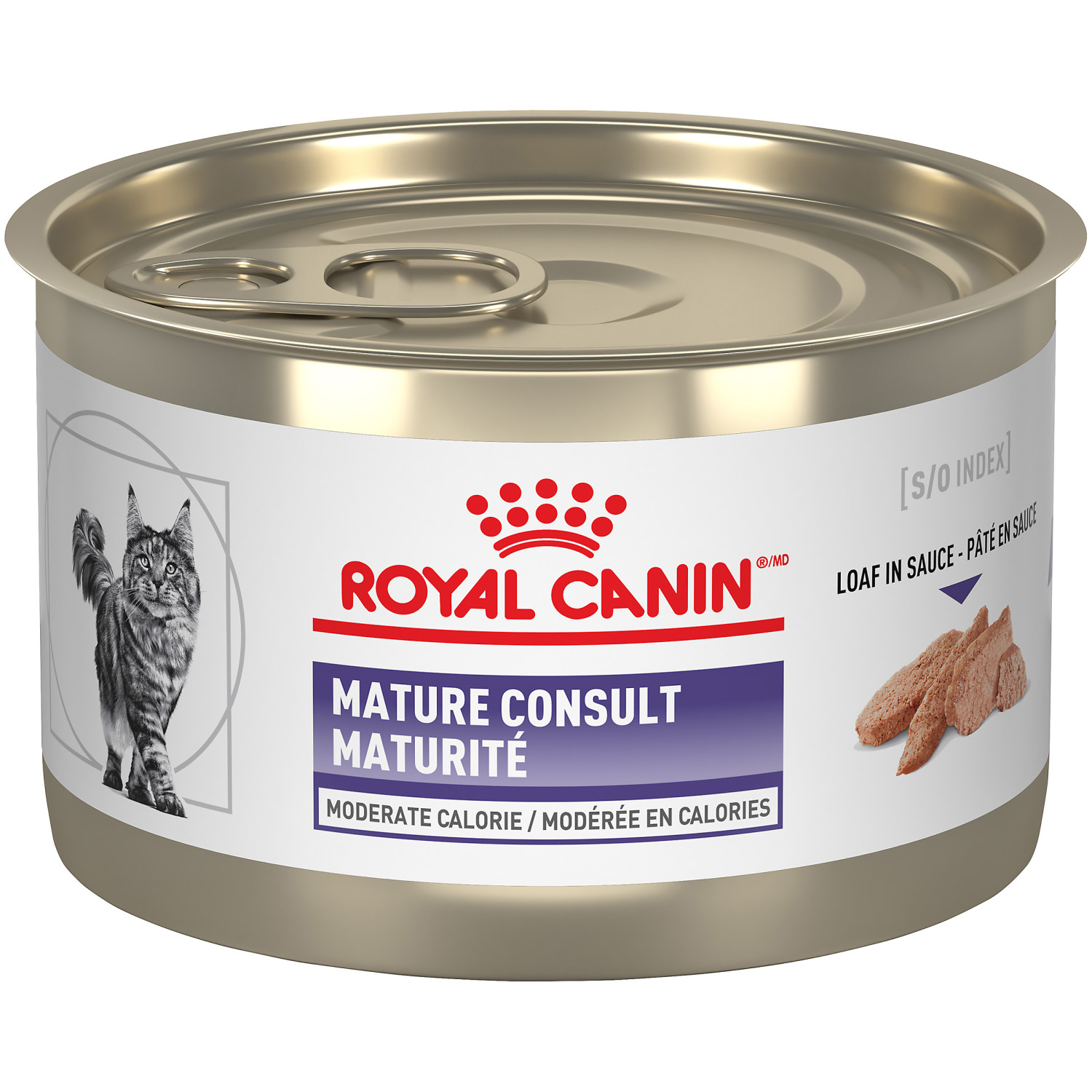Royal Canin® VETERINARY DIET® Feline Mature Consult Moderate Calorie Loaf in Sauce Canned Cat Food (Wet) - 24x 145 g